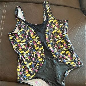 SHEIN Black and Multicolor One Piece Swimsuit